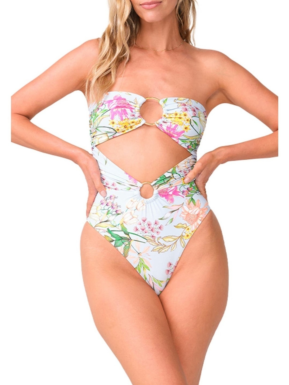 NWT PQ Swim Floral Ring Cutout One Piece